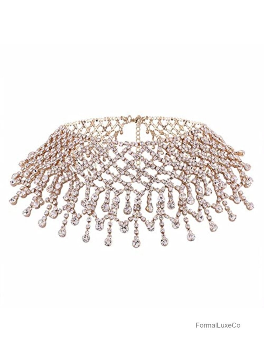 Rhinestone Crystal Tassel Choker Necklace Women Party Bridal Jewelry